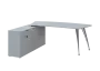 KUZR 18-20 L stůl rohový, provedení levé, úložný prostor, chromová podnož, šedá