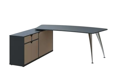 KUZR 18-20 L stůl rohový, provedení levé, úložný prostor, chromová podnož, antracit/latte