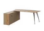 KUZR 18-20 L stůl rohový, provedení levé, úložný prostor, chromová podnož, dub lite/latte