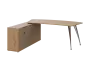 KUZR 18-20 L stůl rohový, provedení levé, úložný prostor, chromová podnož, dub lite/latte