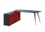 KUZR 18-20 L stůl rohový, provedení levé, úložný prostor, chromová podnož, antracit/červená