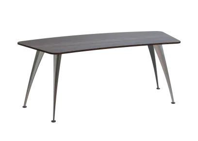 KUZ 200 stůl kancelářský, zaoblený, chromová podnož, ořech královský