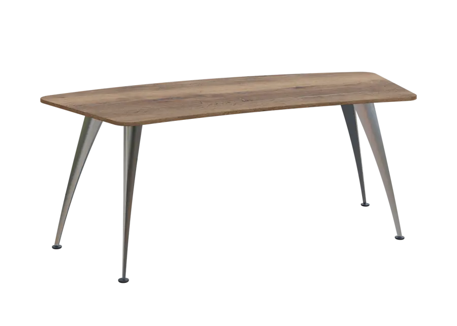 KUZ 200 stůl kancelářský, zaoblený, chromová podnož, dub Halifax cínový