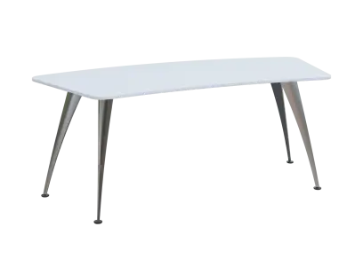 KUZ 200 stůl kancelářský, zaoblený, chromová podnož, bílá sněžná