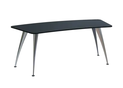 KUZ 200 stůl kancelářský, zaoblený, chromová podnož, černá