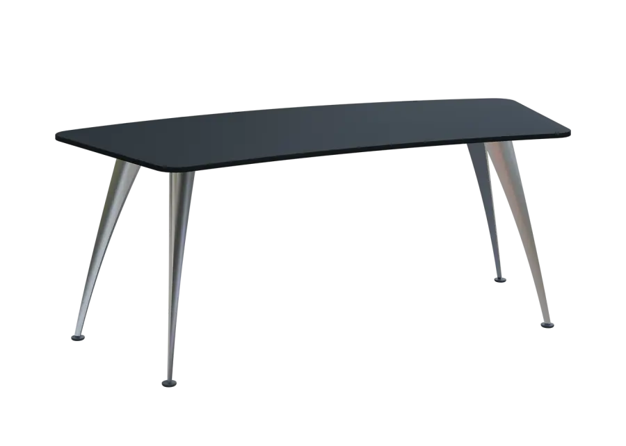 KUZ 200 stůl kancelářský, zaoblený, chromová podnož, černá