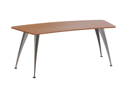 KUZ 200 stůl kancelářský, zaoblený, chromová podnož, olše jantar