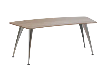 KUZ 200 stůl kancelářský, zaoblený, chromová podnož, dub bardolino