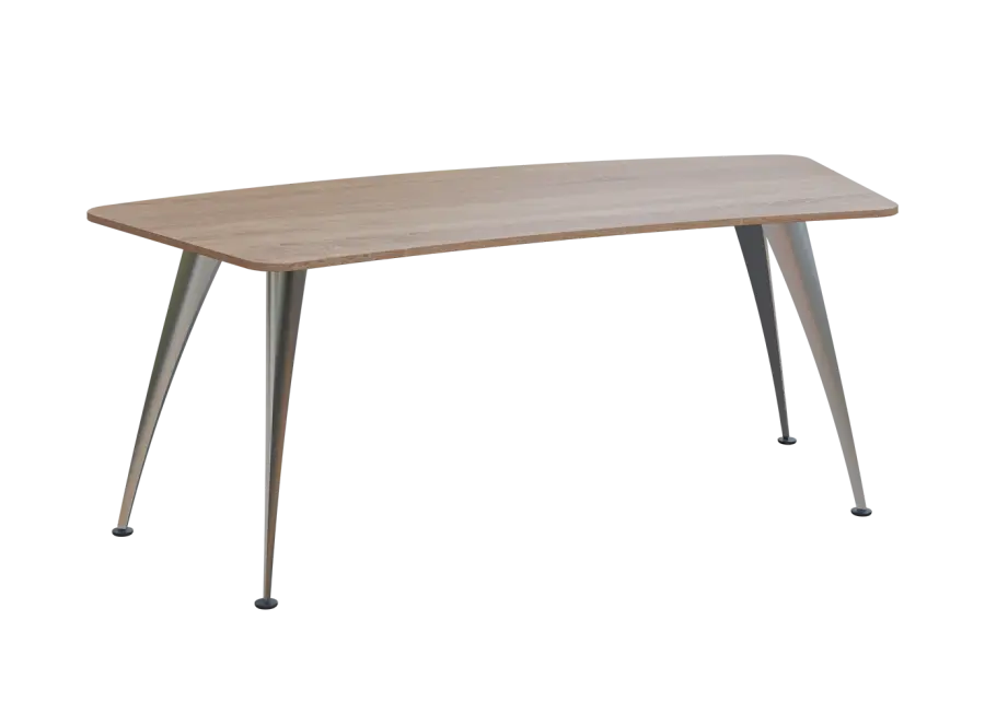 KUZ 200 stůl kancelářský, zaoblený, chromová podnož, dub bardolino