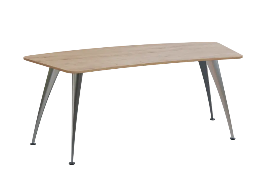 KUZ 200 stůl kancelářský, zaoblený, chromová podnož, dub lite