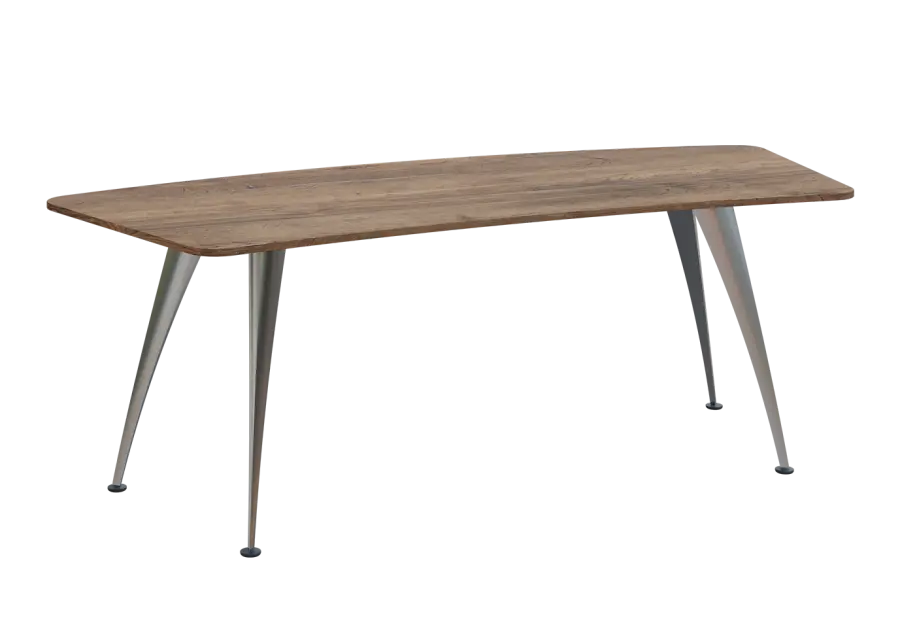 KUZ 220 stůl kancelářský, zaoblený, chromová podnož, dub Halifax cínový