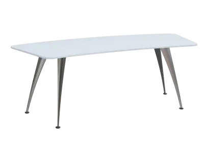 KUZ 220 stůl kancelářský, zaoblený, chromová podnož, bílá sněžná