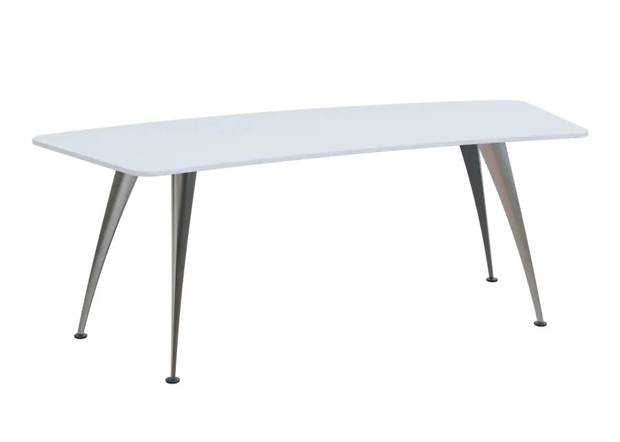 KUZ 220 stůl kancelářský, zaoblený, chromová podnož, bílá sněžná