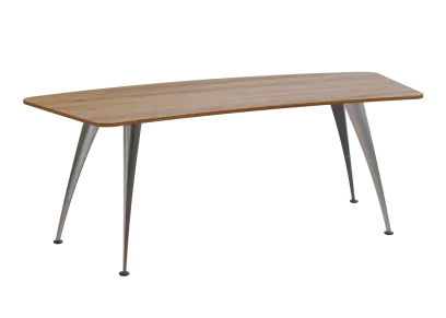 KUZ 220 stůl kancelářský, zaoblený, chromová podnož, ořech světlý