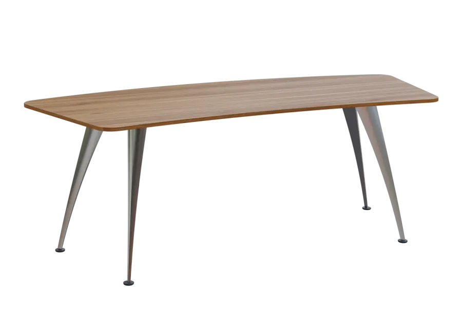 KUZ 220 stůl kancelářský, zaoblený, chromová podnož, ořech světlý