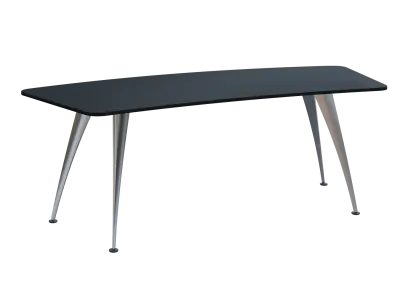 KUZ 220 stůl kancelářský, zaoblený, chromová podnož, černá