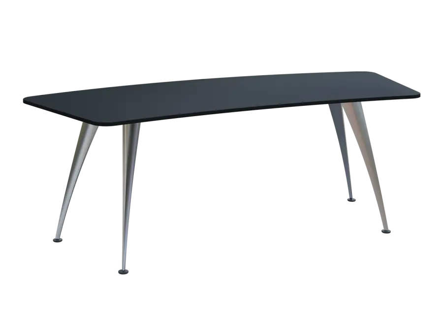 KUZ 220 stůl kancelářský, zaoblený, chromová podnož, černá