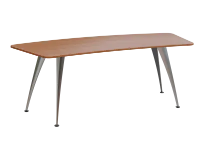 KUZ 220 stůl kancelářský, zaoblený, chromová podnož, olše jantar