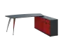 KUZR 18-20 P stůl rohový, provedení pravé, úložný prostor, chromová podnož, antracit/červená