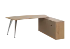 KUZR 18-20 P stůl rohový, provedení pravé, úložný prostor, chromová podnož, dub lite/latte