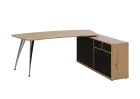 KUZR 18-20 P stůl rohový, provedení pravé, úložný prostor, chromová podnož, dub lite/černá