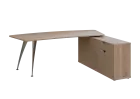 KUZR 18-22 P stůl rohový, provedení pravé, úložný prostor, chromová podnož, dub bardolino/latte