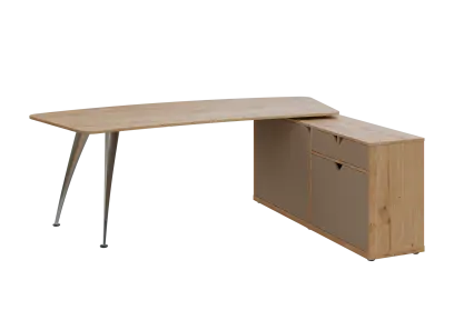 KUZR 18-22 P stůl rohový, provedení pravé, úložný prostor, chromová podnož, dub lite/latte