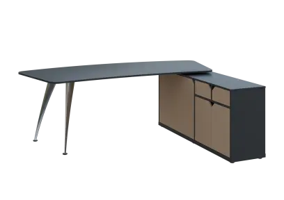 KUZR 18-22 P stůl rohový, provedení pravé, úložný prostor, chromová podnož, antracit/latte