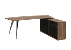 KUZR 18-22 P stůl rohový, provedení pravé, úložný prostor, chromová podnož, dub halifax cínový/černá
