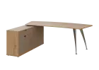 KUZR 18-22 L stůl rohový, provedení levé, úložný prostor, chromová podnož, dub lite/latte