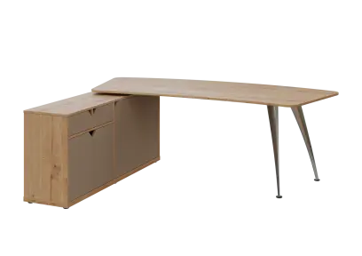 KUZR 18-22 L stůl rohový, provedení levé, úložný prostor, chromová podnož, dub lite/latte