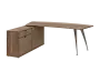 KUZR 18-22 L stůl rohový, provedení levé, úložný prostor, chromová podnož, dub halifax cínový/latte