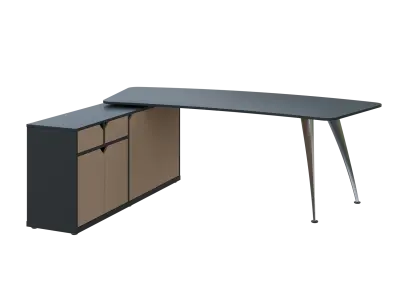 KUZR 18-22 L stůl rohový, provedení levé, úložný prostor, chromová podnož, antracit/latte