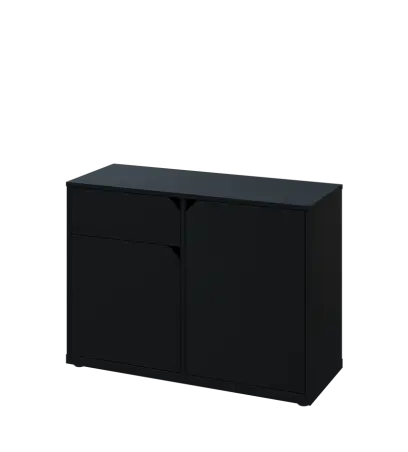 KU2-10DZ L skříňka nízká 2-dvéřová, zásuvka, 740x1022x400 mm, provedení levé, černá