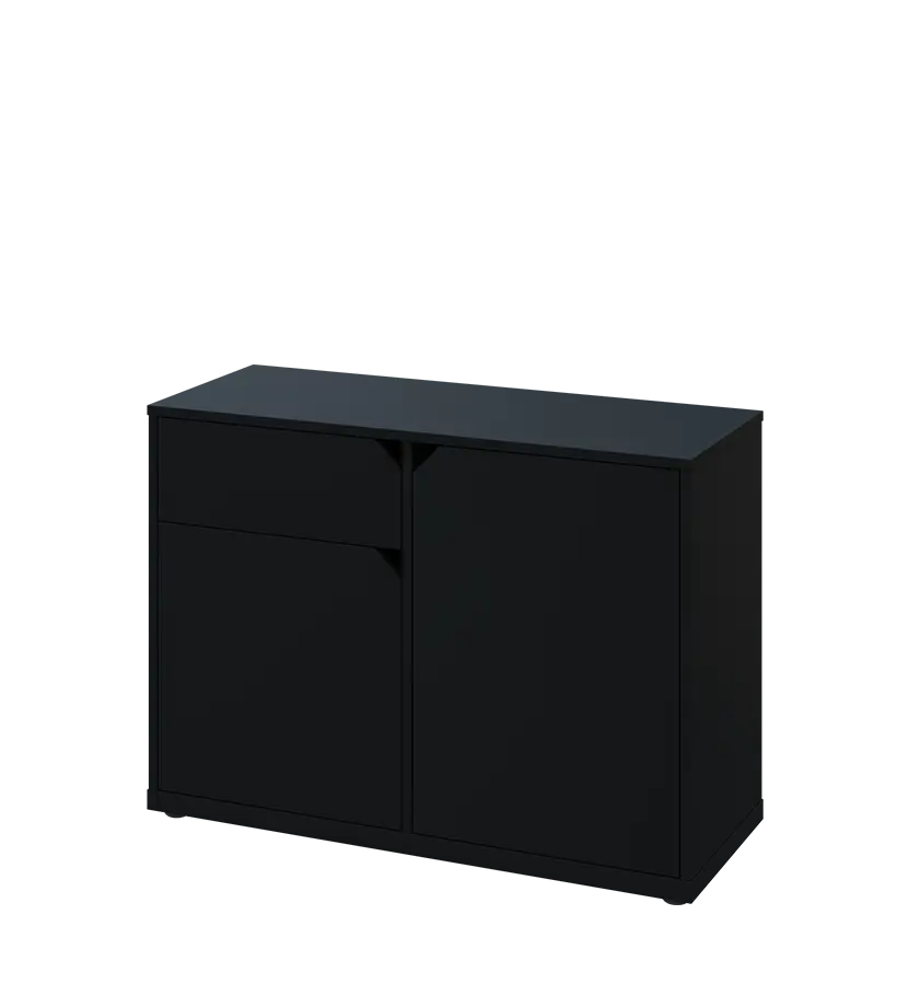 KU2-10DZ L skříňka nízká 2-dvéřová, zásuvka, 740x1022x400 mm, provedení levé, černá