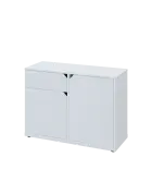 KU2-10DZ L skříňka nízká 2-dvéřová, zásuvka, 740x1022x400 mm, provedení levé, bílá