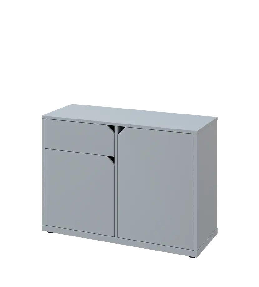 KU2-10DZ L skříňka nízká 2-dvéřová, zásuvka, 740x1022x400 mm, provedení levé, šedá