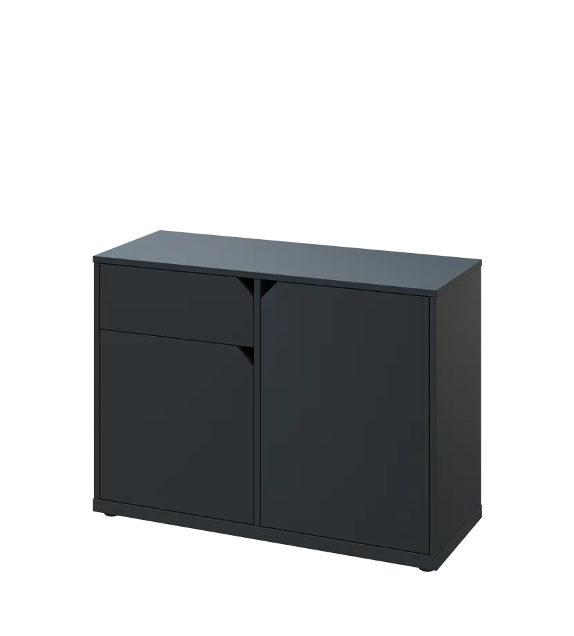 KU2-10DZ L skříňka nízká 2-dvéřová, zásuvka, 740x1022x400 mm, provedení levé, antracit