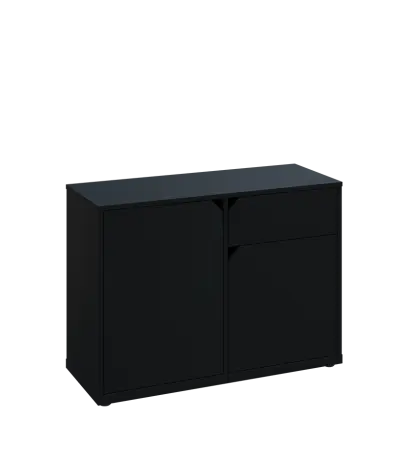 KU2-10DZ P skříňka nízká 2-dvéřová, zásuvka, 740x1022x400 mm, provedení pravé, černá