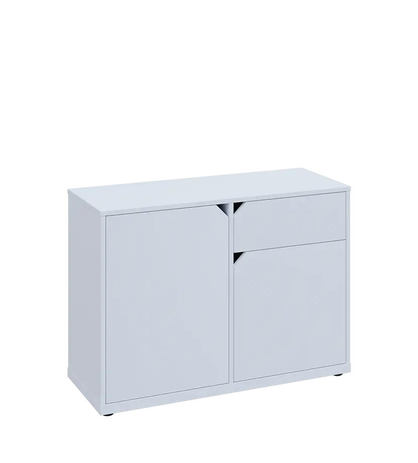 KU2-10DZ P skříňka nízká 2-dvéřová, zásuvka, 740x1022x400 mm, provedení pravé, bílá sněžná