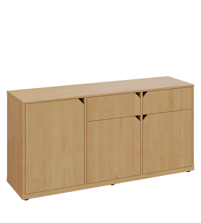 KU2-15DZ P skříňka nízká 2-dvéřová, zásuvky, 740x1522x400 mm, provedení pravé, javor horský