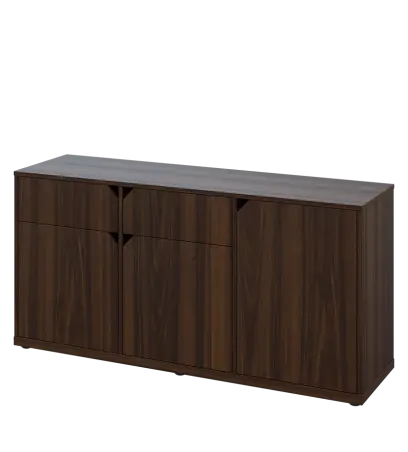 KU2-15DZ L skříňka nízká 2-dvéřová, zásuvky, 740x1522x400 mm, provedení levé, ořech královský