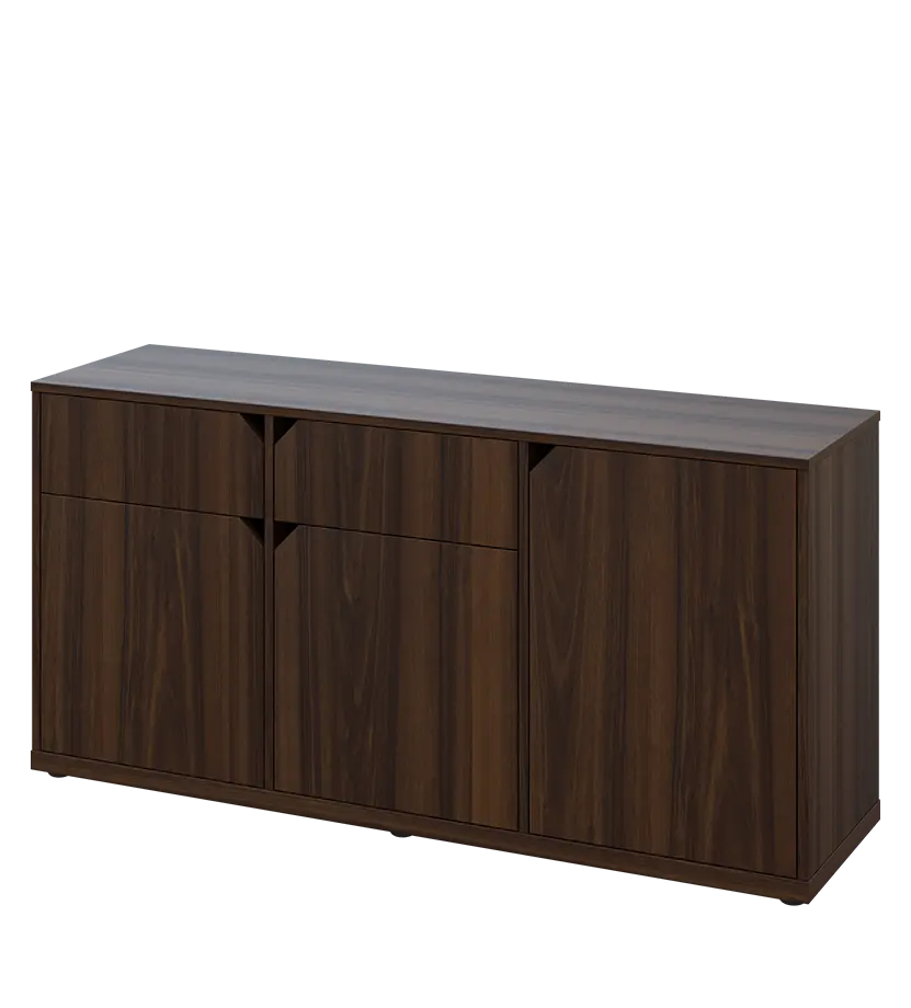 KU2-15DZ L skříňka nízká 2-dvéřová, zásuvky, 740x1522x400 mm, provedení levé, ořech královský