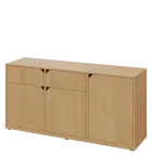 KU2-15DZ L skříňka nízká 2-dvéřová, zásuvky, 740x1522x400 mm, provedení levé, javor horský