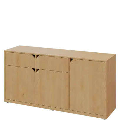 KU2-15DZ L skříňka nízká 2-dvéřová, zásuvky, 740x1522x400 mm, provedení levé, javor horský