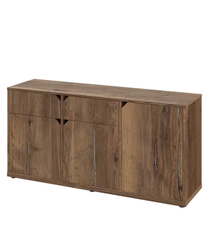 KU2-15DZ L skříňka nízká 2-dvéřová, zásuvky, 740x1522x400 mm, provedení levé, dub halifax cínový