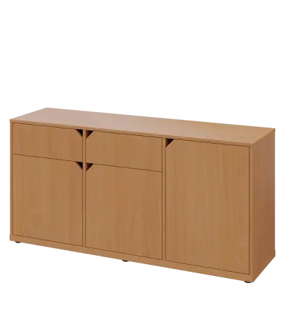 KU2-15DZ L skříňka nízká 2-dvéřová, zásuvky, 740x1522x400 mm, provedení levé, buk Royal