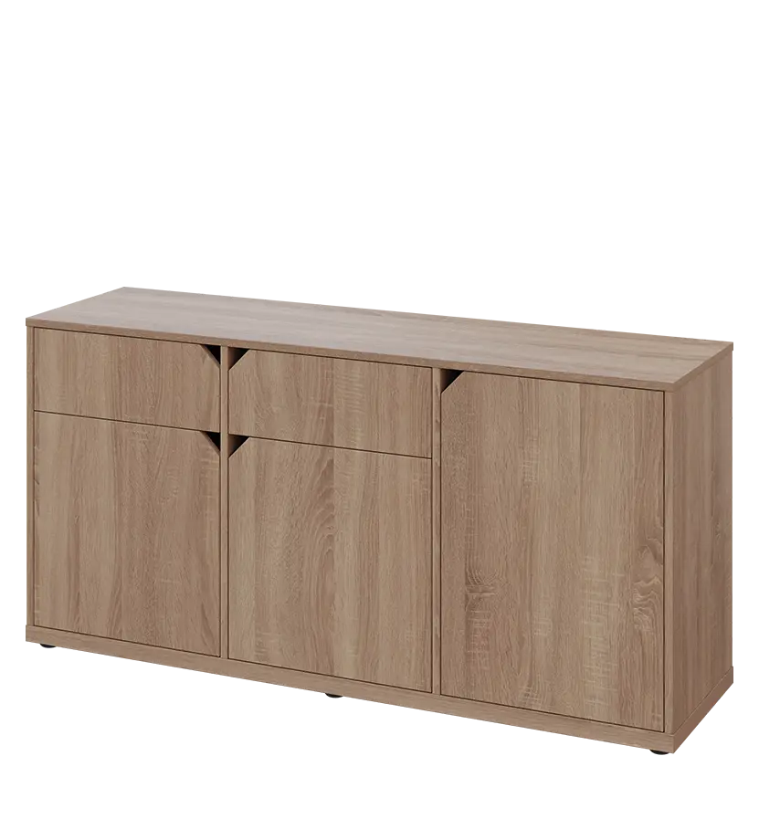 KU2-15DZ L skříňka nízká 2-dvéřová, zásuvky, 740x1522x400 mm, provedení levé, dub bardolino