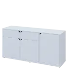 KU2-15DZ L skříňka nízká 2-dvéřová, zásuvky, 740x1522x400 mm, provedení levé, bílá sněžná