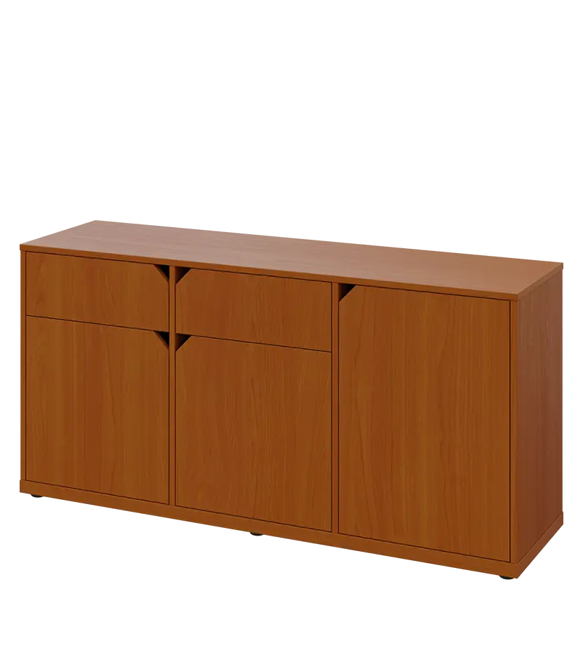 KU2-15DZ L skříňka nízká 2-dvéřová, zásuvky, 740x1522x400 mm, provedení levé, třešeň šumavská